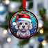 Bichon Frise in Santa Hat Suncatcher Decoration